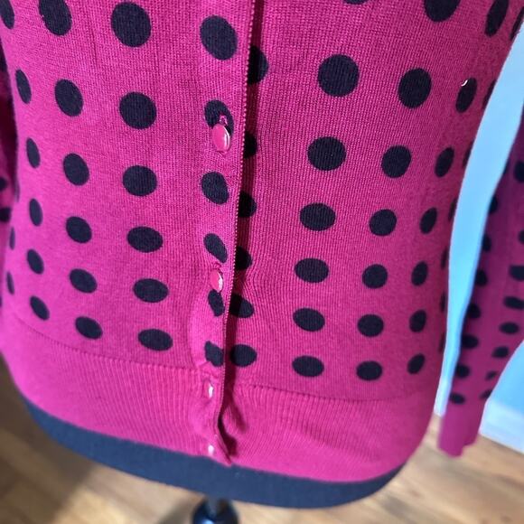 Halogen Burgundy Polka Dot Cardigan - Picture 5 of 8